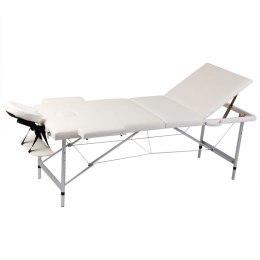  Kremowy składany stół do masażu 3 strefy z aluminiową ramą Lumarko!