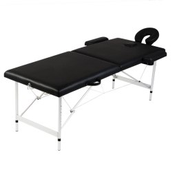 Lumarko Składany stół do masażu z aluminiową ramą, 2 strefy, czarny