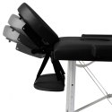  Składany stół do masażu z aluminiową ramą, 2 strefy, czarny Lumarko!