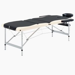 Lumarko 3-strefowy, składany stół do masażu, aluminium, czarno-beżowy