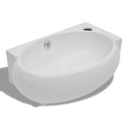 Lumarko Ceramiczna umywalka z otworem przelewowym i na kran, biała