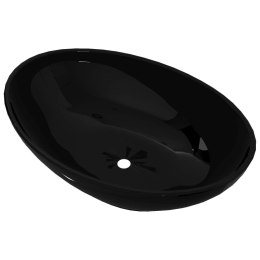 Lumarko Luksusowa ceramiczna umywalka, owalna, czarna, 40 x 33 cm