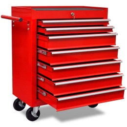 Lumarko Czerwony wózek narzędziowy/warsztatowy z 7 szufladami