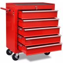  Wózek narzędziowy/warsztatowy z 5 szufladami, czerwony Lumarko!