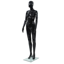 Lumarko Manekin damski ze szklaną podstawą, czarny, błyszczący, 175 cm