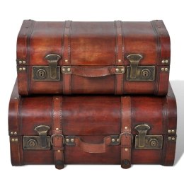  Drewniane kufry vintage, brązowe, 2 szt. Lumarko!