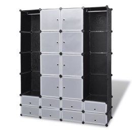 Lumarko Szafa modułowa, 18 przegród, czarno-biała, 37 x 146 x 180,5 cm