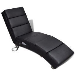  Rozkładany fotel masujący, czarny, sztuczna skóra Lumarko!