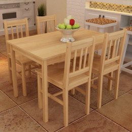  Drewniany zestaw jadalniany stół z 4 krzesłami, naturalny Lumarko!
