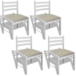 Krzesła stołowe, 4 szt., białe, drewno kauczukowe i aksamit Lumarko!