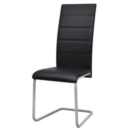  Krzesła stołowe, wspornikowe, 4 szt., czarne, sztuczna skóra Lumarko!