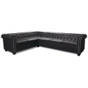  Sofa rogowa Chesterfield sześcioosobowa czarna, sztuczna skóra Lumarko!