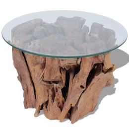  Stolik kawowy z drewna tekowego patynowanego wodą, 60 cm Lumarko!