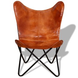  Krzesło motyl, brązowe, skóra naturalna Lumarko!
