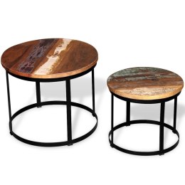Lumarko Dwa stoliki do kawy z odzyskanego drewna, okrągłe, 40 i 50 cm