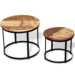Lumarko Dwa stoliki do kawy z odzyskanego drewna, okrągłe, 40 i 50 cm