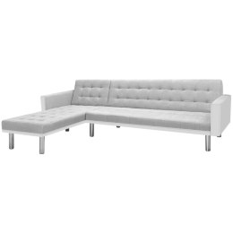  Sofa narożna z tkaniny, 218 x 155 x 69 cm, biało-szara Lumarko!