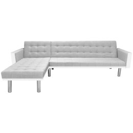  Sofa narożna z tkaniny, 218 x 155 x 69 cm, biało-szara Lumarko!