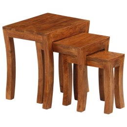  3 stoliki wsuwane pod siebie, drewno akacjowe, 50x35x50cm, brąz Lumarko!