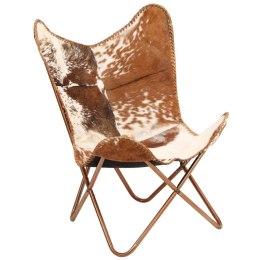 Lumarko Krzesło motyl, brązowo-białe, naturalna kozia skóra
