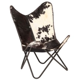 Lumarko Krzesło motyl, czarno-białe, naturalna kozia skóra