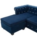  Sofa Chesterfield z leżanką, aksamit, 199x142x72 cm, niebieska Lumarko!