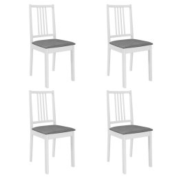  Krzesła z poduszkami, 4 szt., białe, lite drewno Lumarko!