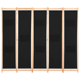  Parawan 5-panelowy, czarny, 200 x 170 x 4 cm, tkanina Lumarko!