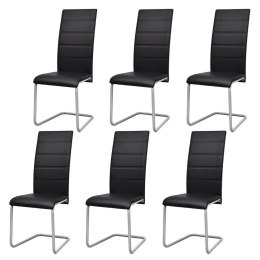  Krzesła stołowe, wspornikowe, 6 szt., czarne, sztuczna skóra Lumarko!