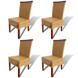 Lumarko Krzesła stołowe, 4 szt., brązowe, naturalny rattan