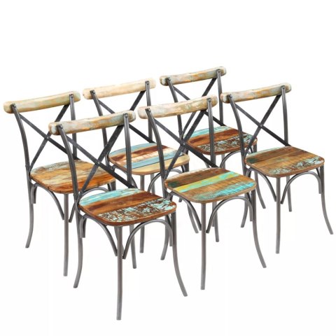  Krzesła stołowe, 6 szt., lite drewno z odzysku Lumarko!