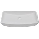  Umywalka z baterią mieszającą, ceramiczna, prostokątna, biała Lumarko!