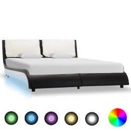 Rama łóżka z LED, czarno-biała, sztuczna skóra, 140 x 200 cm Lumarko!