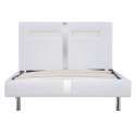  Rama łóżka LED, biała, sztuczna skóra, 90 x 200 cm Lumarko!