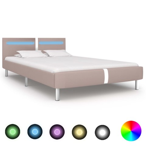  Rama łóżka LED, kolor cappuccino, sztuczna skóra, 120 x 200 cm Lumarko!