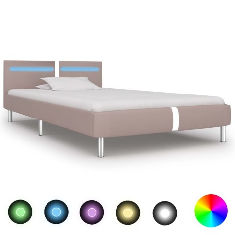  Rama łóżka LED, kolor cappuccino, sztuczna skóra, 90 x 200 cm Lumarko!