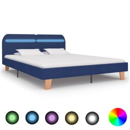  Rama łóżka z LED, niebieska, tapicerowana tkaniną, 180 x 200 cm Lumarko!