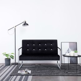  2-osobowa sofa z podłokietnikami, czarna, chrom i aksamit Lumarko!