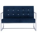  2-osobowa sofa z podłokietnikami, niebieska, chrom i aksamit Lumarko!