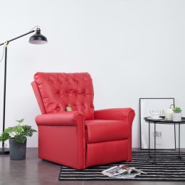  Rozkładany fotel masujący, czerwony, sztuczna skóra Lumarko!