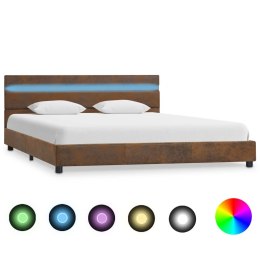  Rama łóżka z LED, brązowa, tapicerowana tkaniną, 140 x 200 cm Lumarko!
