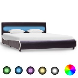  Rama łóżka z LED, czarna, sztuczna skóra, 160 x 200 cm Lumarko!