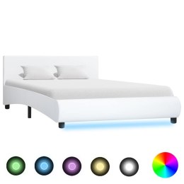  Rama łóżka z LED, biała, sztuczna skóra, 140 x 200 cm Lumarko!