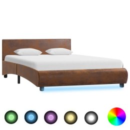  Rama łóżka z LED, brązowa, tapicerowana tkaniną, 140 x 200 cm Lumarko!