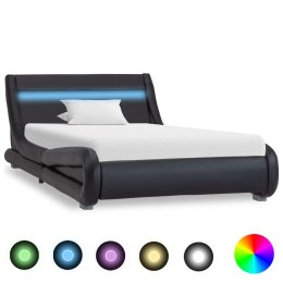  Rama łóżka z LED, czarna, sztuczna skóra, 100 x 200 cm Lumarko!
