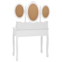  Toaletka z taboretem i 3-częściowym, składanym lustrem, biała Lumarko!