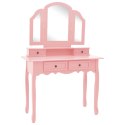  Toaletka ze stołkiem, różowa, 100x40x146 cm, drewno paulowni Lumarko!