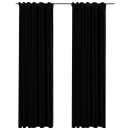  Zasłony stylizowane na lniane, 2 szt., czarne, 140x245 cm Lumarko!
