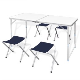  Składany stół kempingowy 4 krzesła i regulowana wysokość 120 x 60 cm Lumarko!