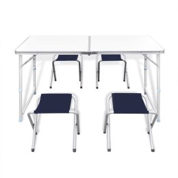  Składany stół kempingowy 4 krzesła i regulowana wysokość 120 x 60 cm Lumarko!